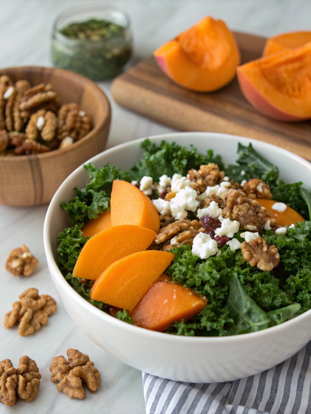 Persimmon Kale Salad Ingredients