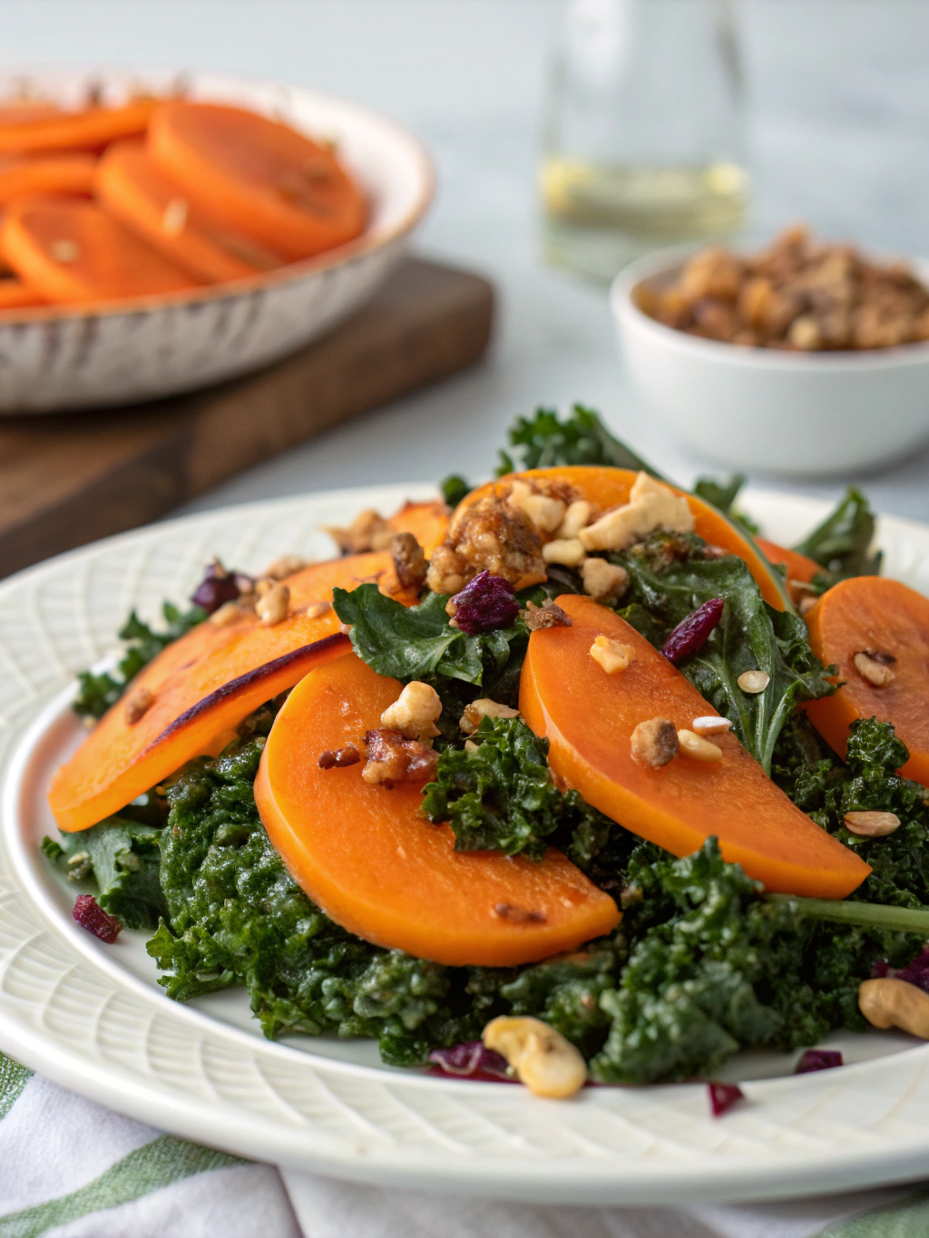 30-Minute Persimmon Pomegranate Kale Salad Recipe