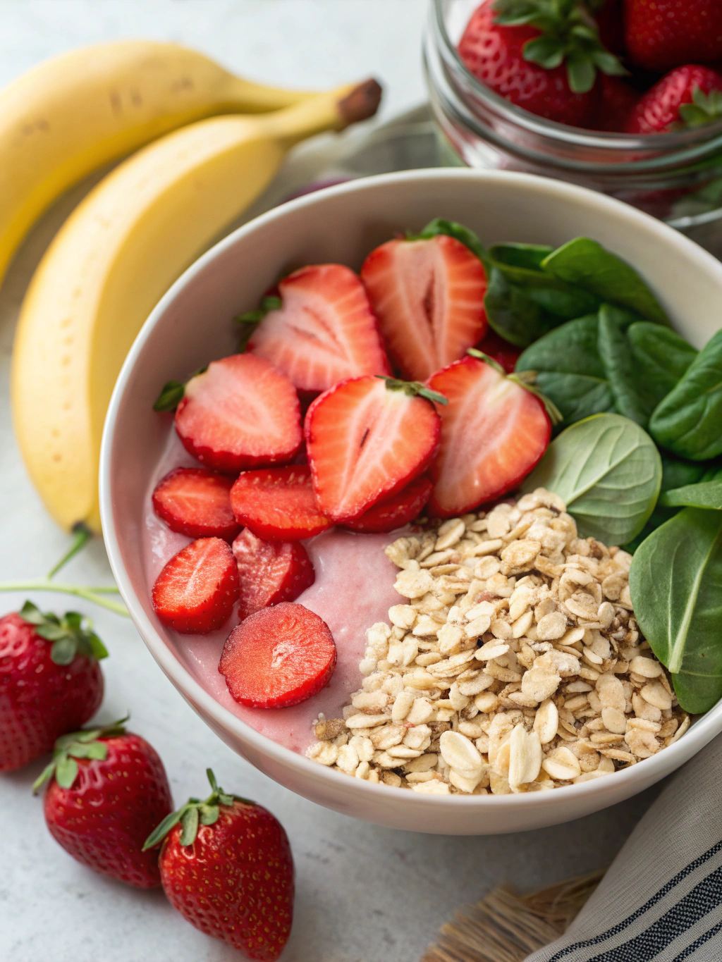 Strawberry Oatmeal Breakfast Smoothie ingredients