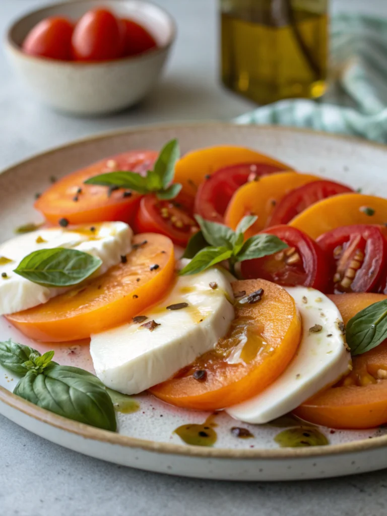 Easy 10-Minute Persimmon Burrata Caprese Salad