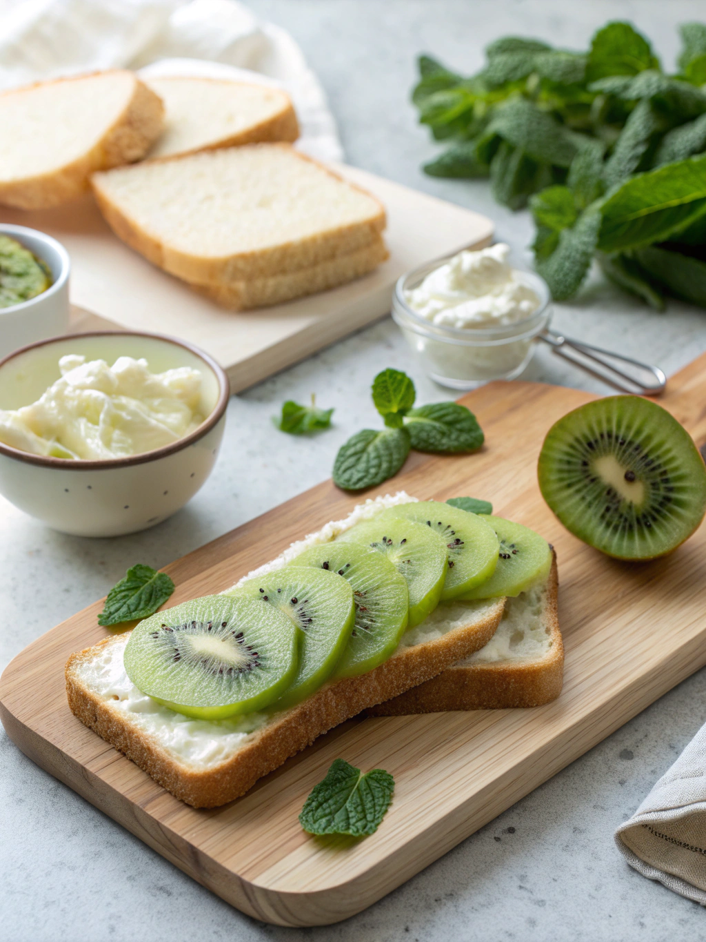 Ingredients for creamy kiwi sandwich recipe