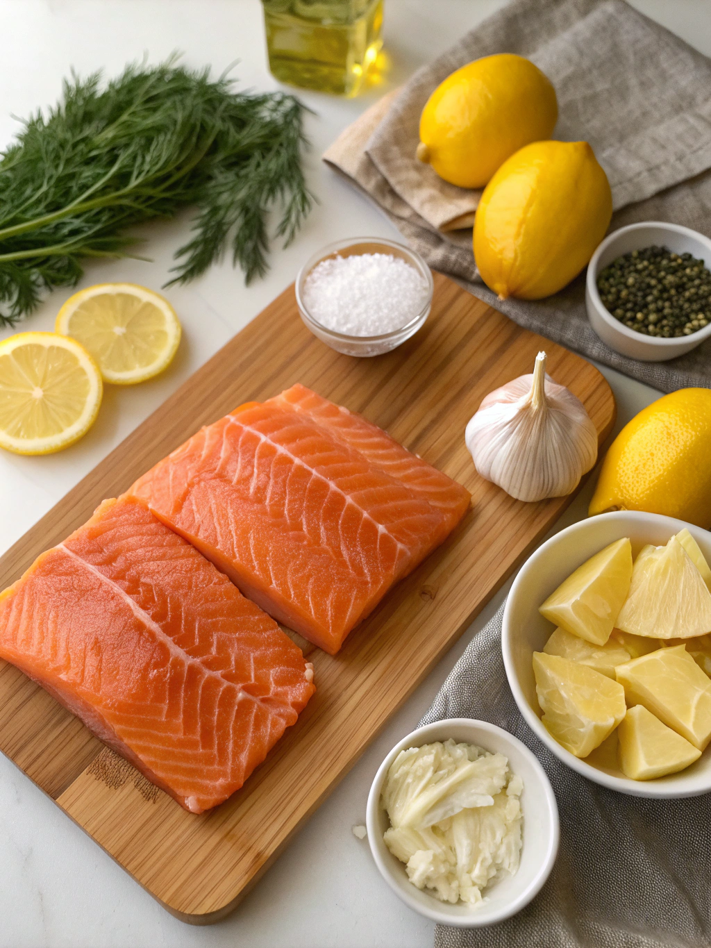 Ingredients for Lemon Butter Salmon and Asparagus