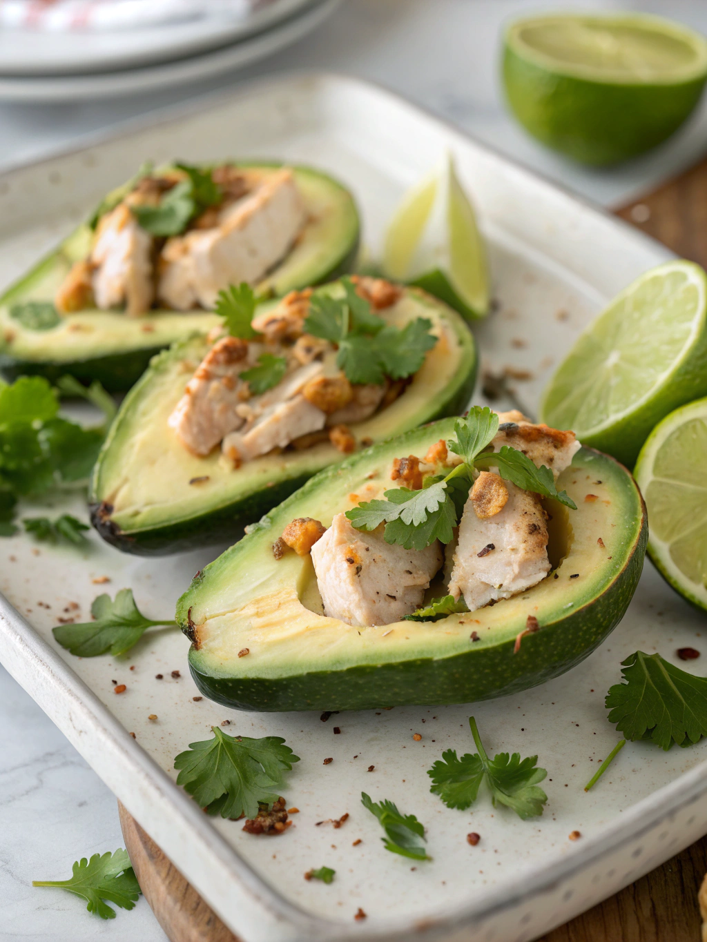 Easy Chicken Stuffed Baked Avocados (18 Minutes!)