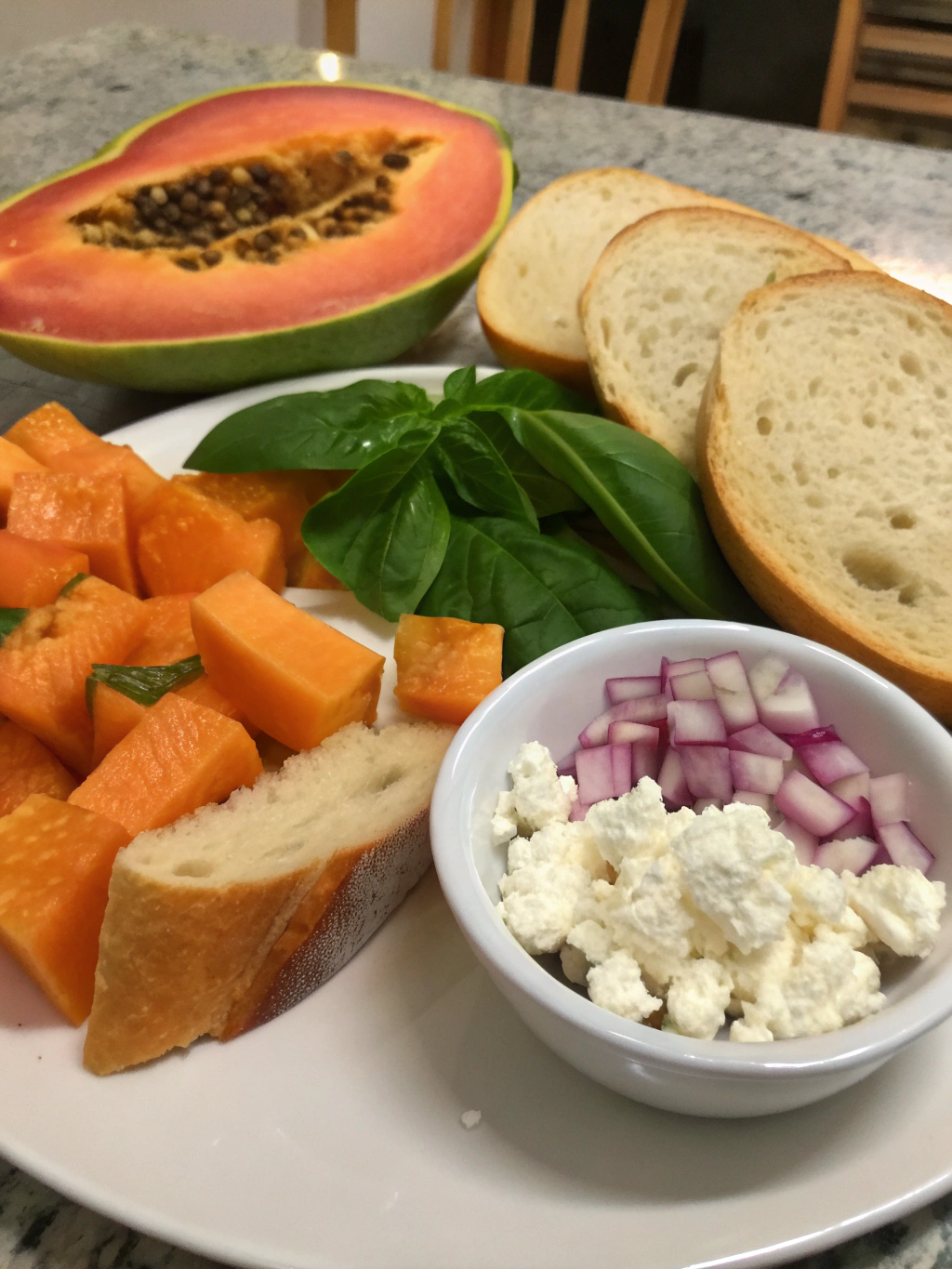 Papaya Bruschetta Ingredients