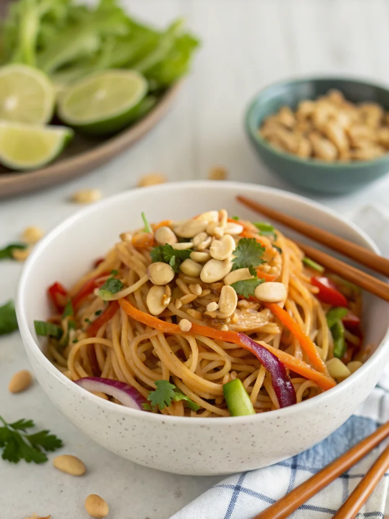 Easy Thai Peanut Noodles Recipe in 12 Minutes