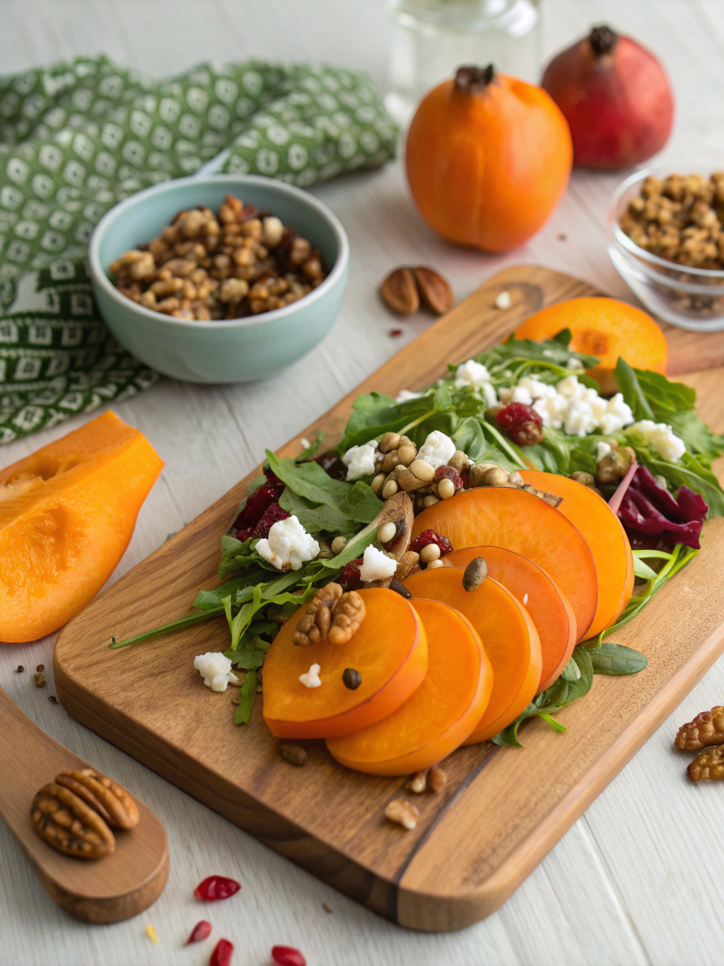 Ingredients for Fresh Spinach Persimmon Salad