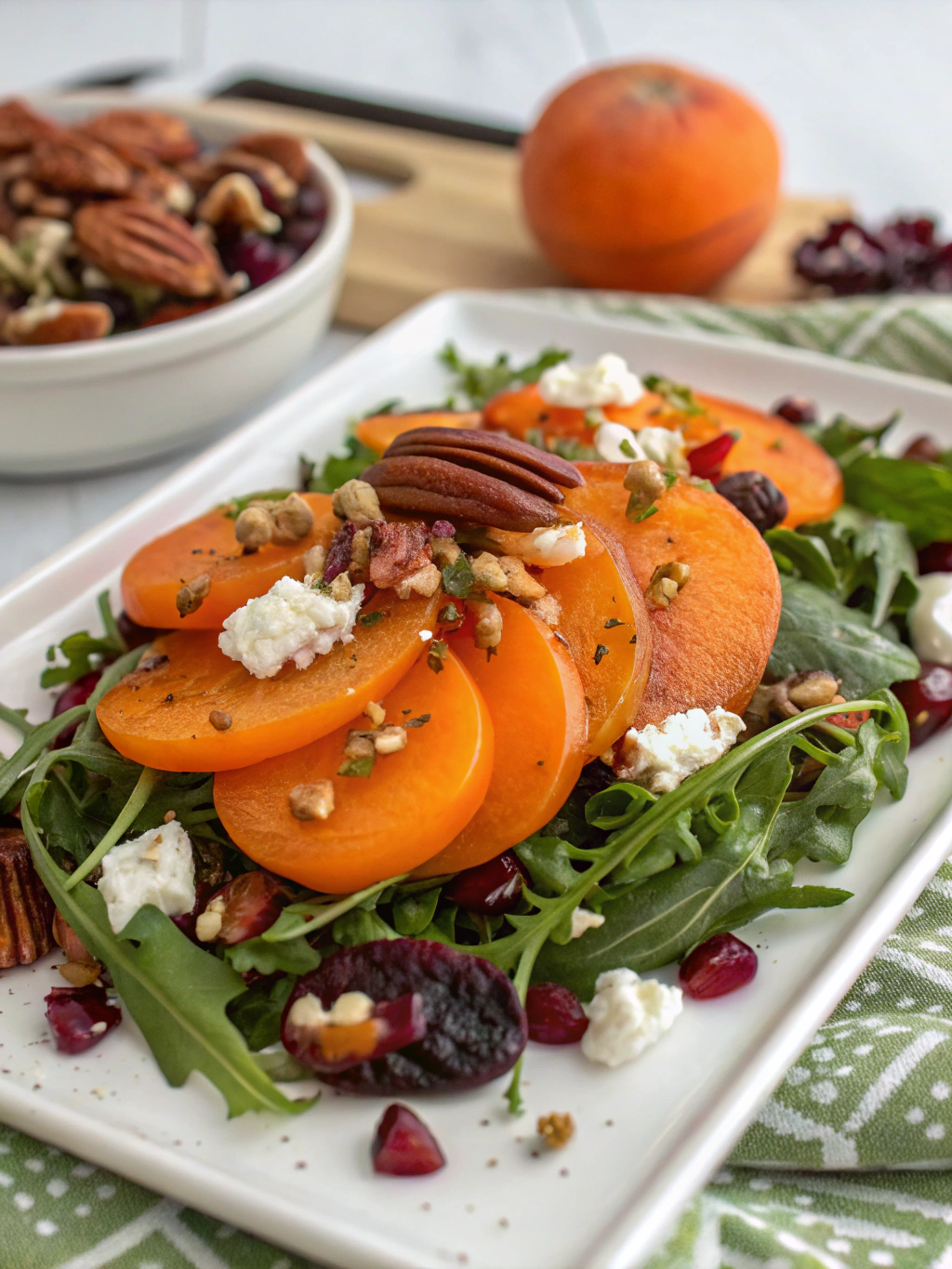 Fresh Spinach Persimmon Salad in 20 Minutes