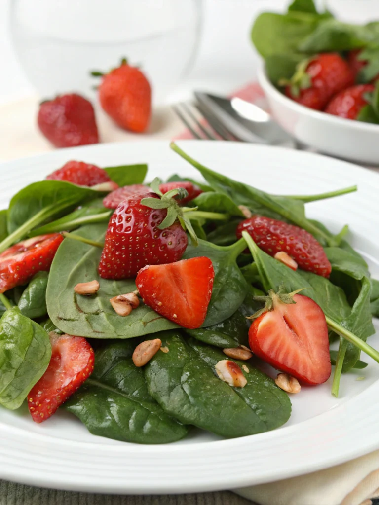 Fresh Spinach Strawberry Salad in 10 Minutes