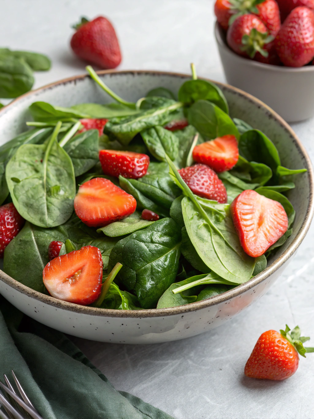 Ingredients for Fresh Spinach Strawberry Salad