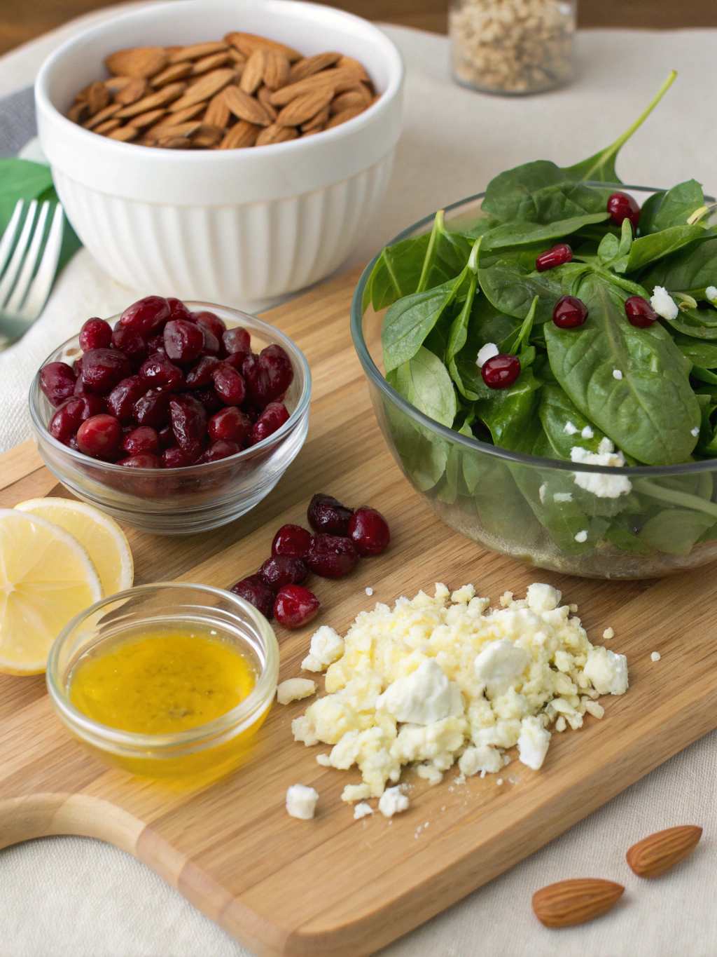 Ingredients for Jamie's Cranberry Spinach Salad