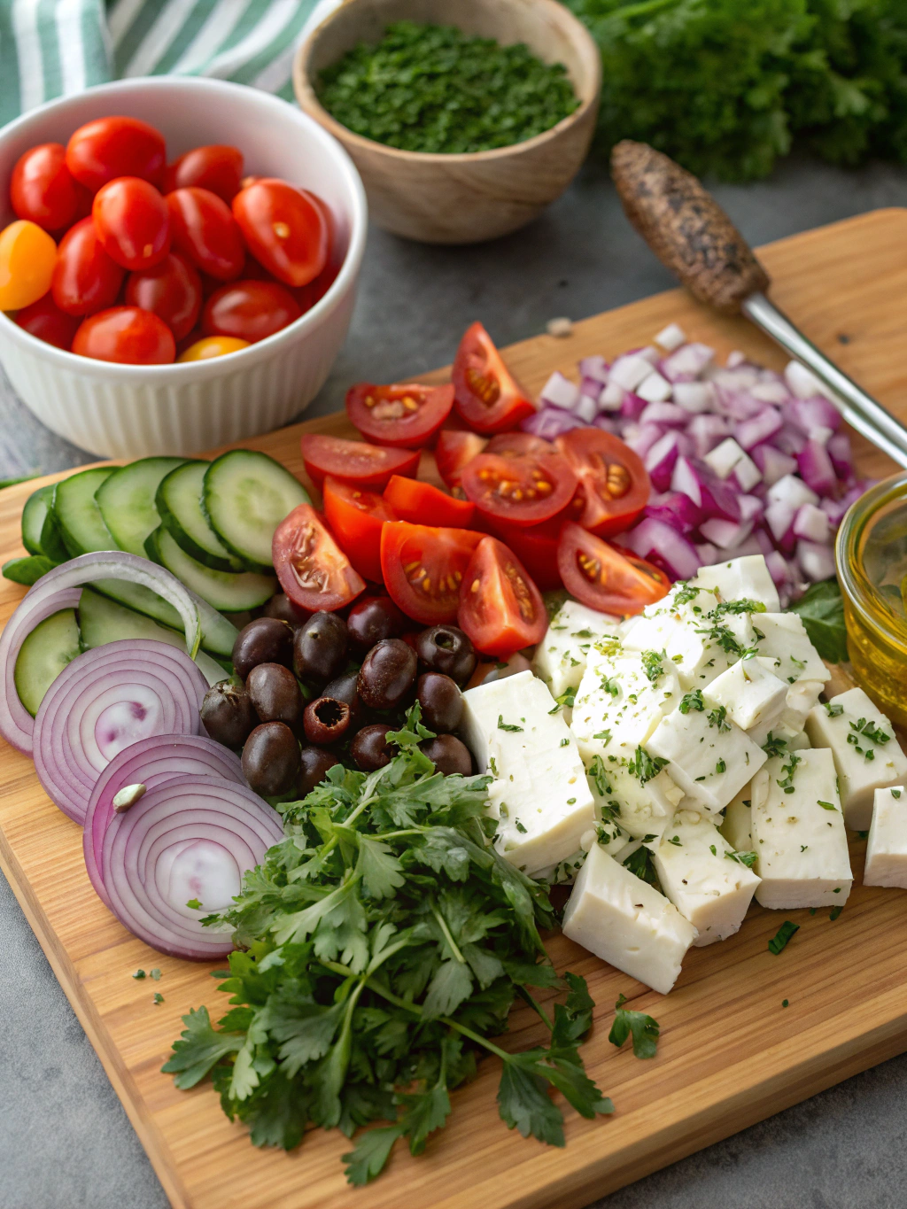 Mason Jar Greek Salad Ingredients