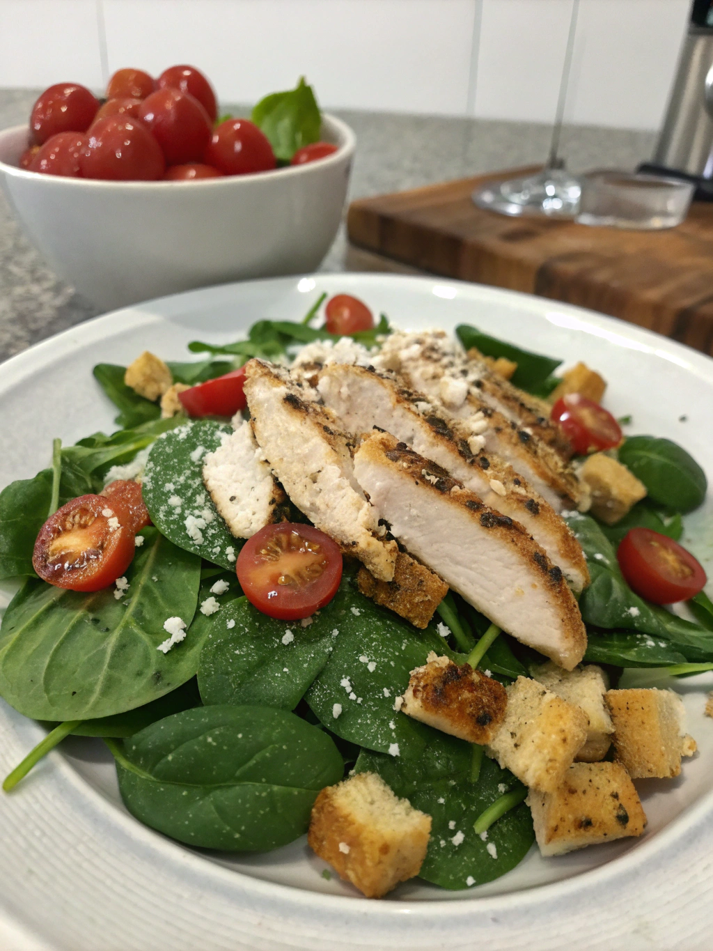 Ingredients for Quick Spinach Salad with Chicken & Avocado