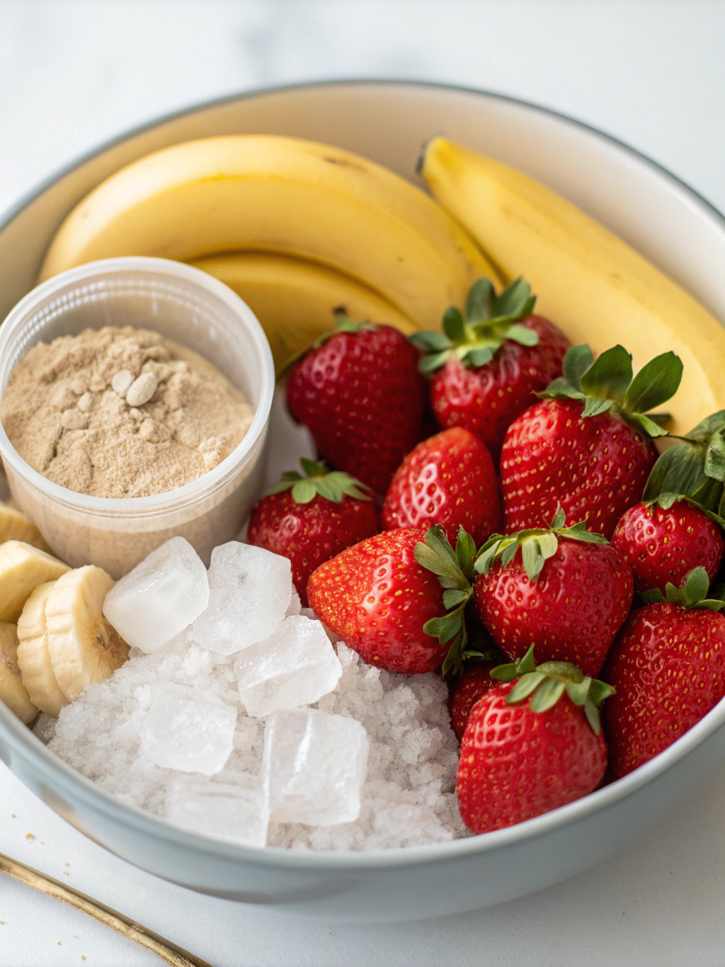 Ingredients for Strawberry Banana Protein Smoothie