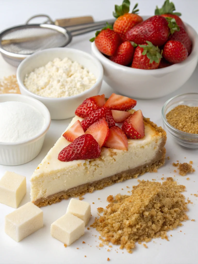 Cheesecake Stuffed Strawberries with ingredients