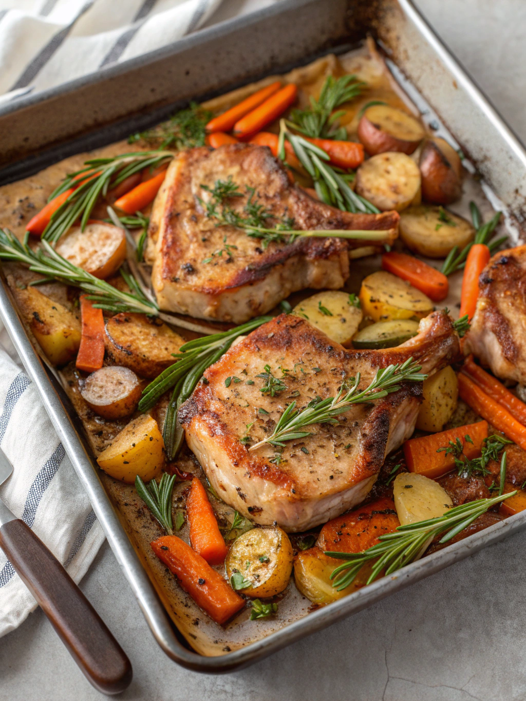 Easy 30-Minute Sheet Pan Mediterranean Pork Chops