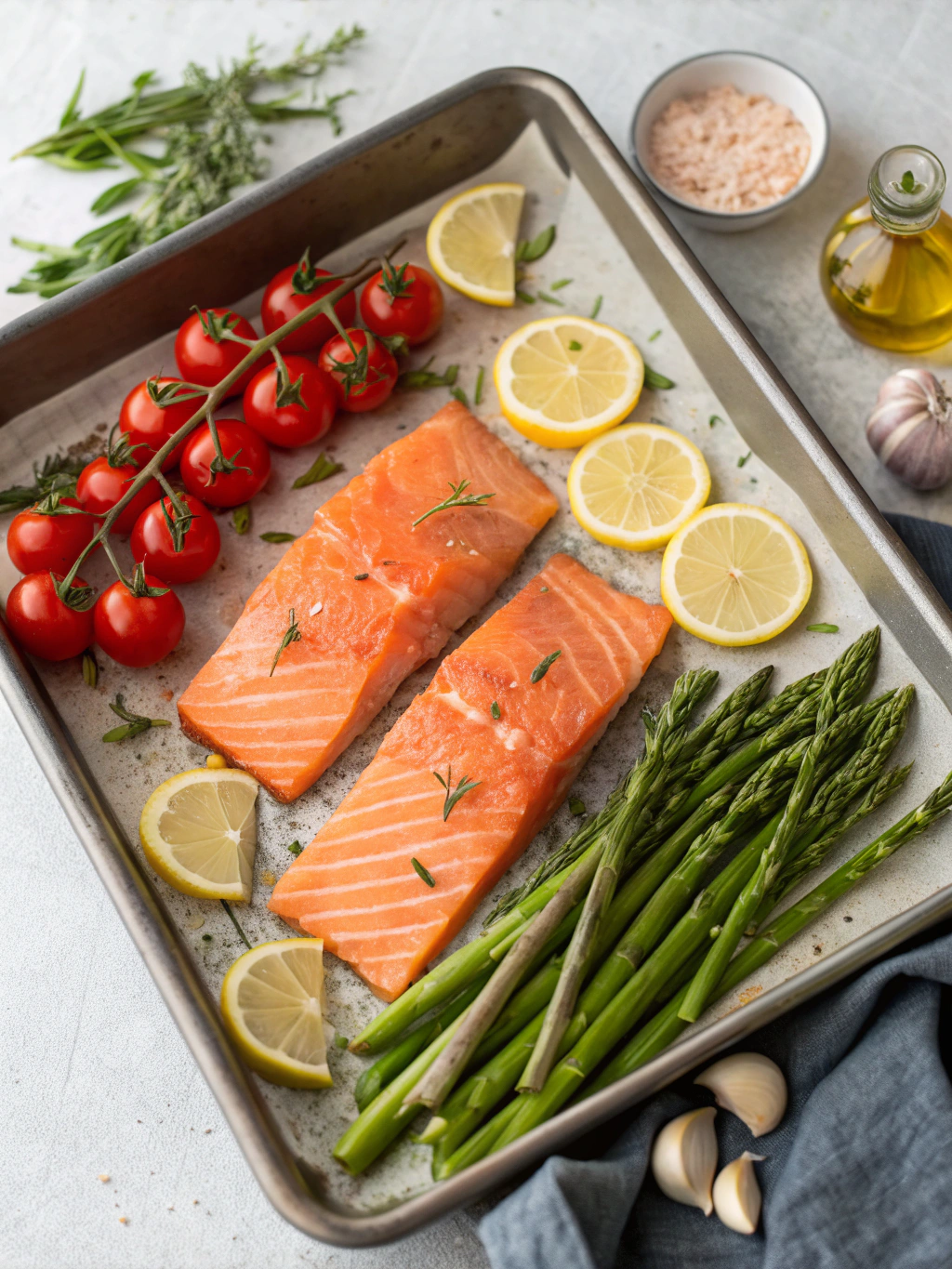 Ingredients for Sheet Pan Salmon and Asparagus