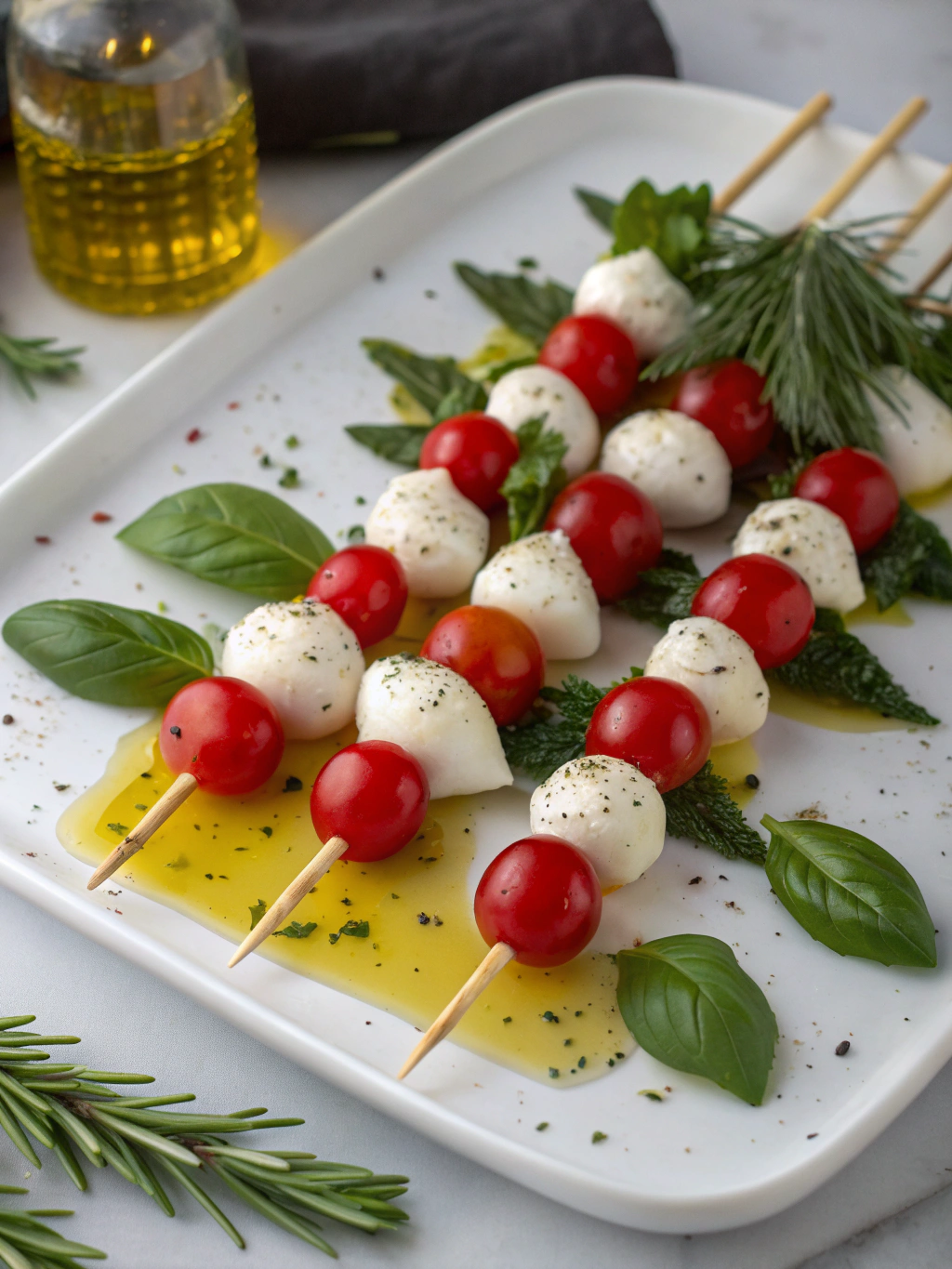 Easy Christmas Caprese Skewers in 15 Minutes