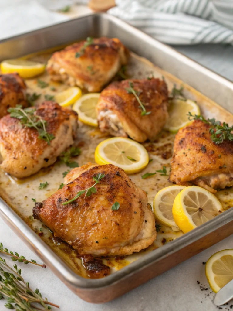 Easy Sheet Pan Chicken Thighs and Green Beans