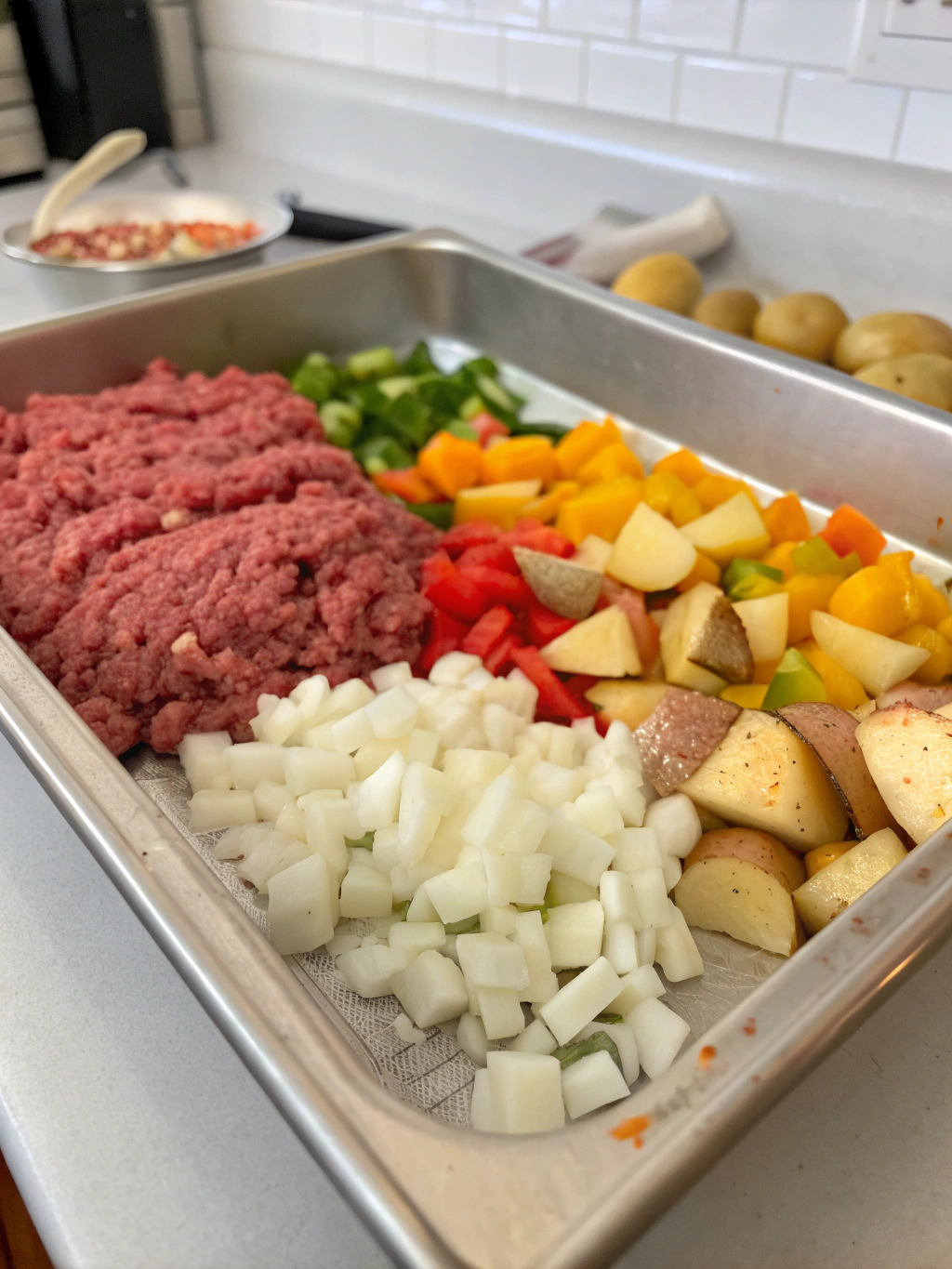 Easy Sheet Pan Ground Beef and Kale (25 Minutes!)