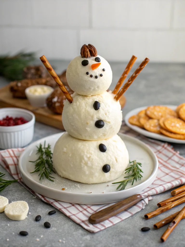 Easy Snowman Cheese Ball (20-Minute Holiday Hit!)