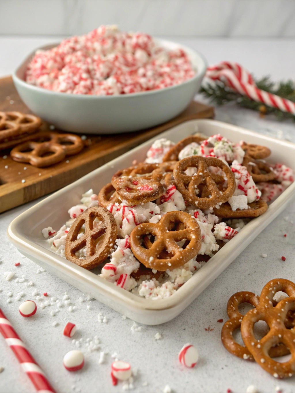 Easy White Chocolate Peppermint Pretzels Recipe