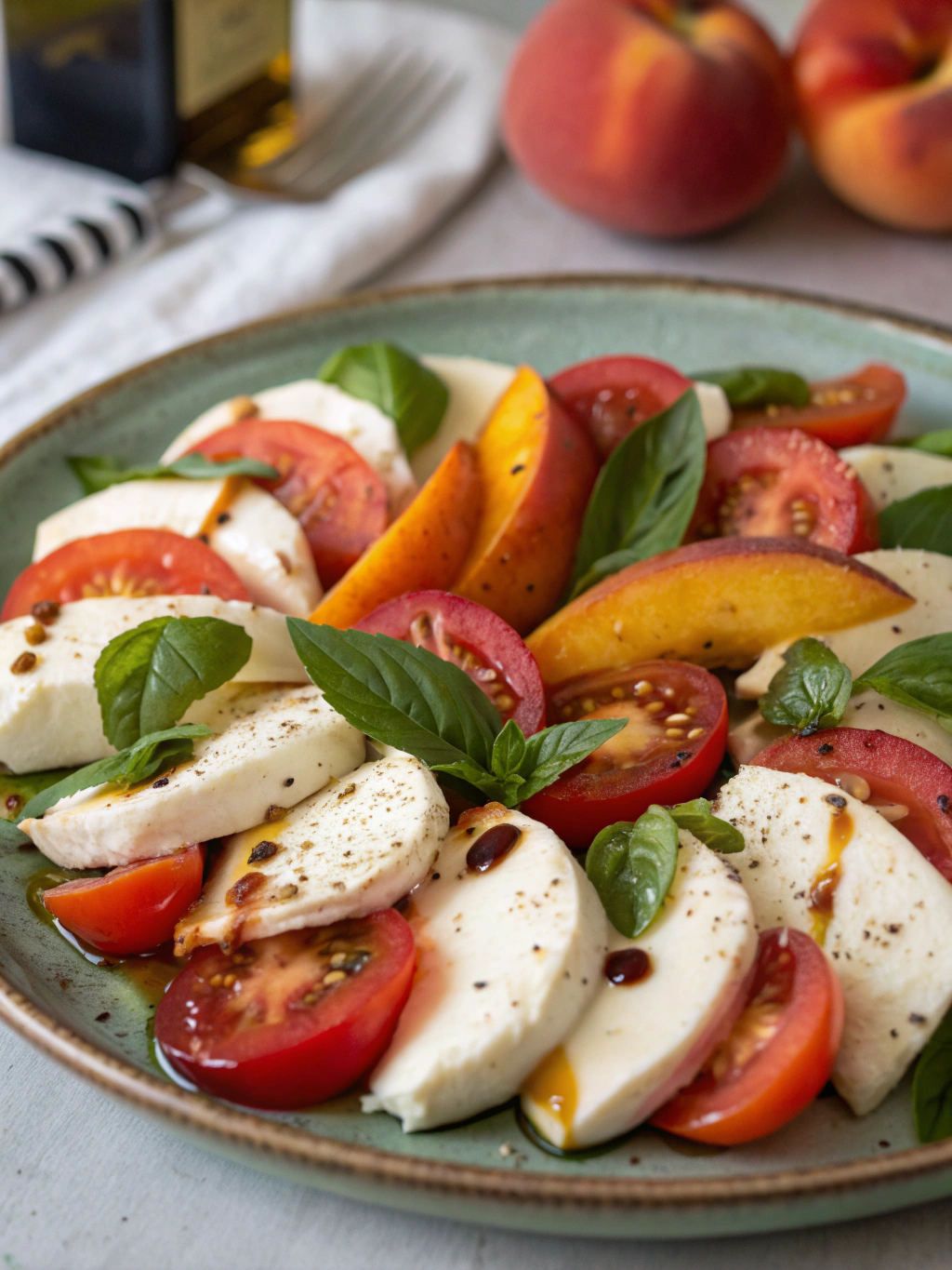 Ingredients for Fresh Peach Caprese Salad
