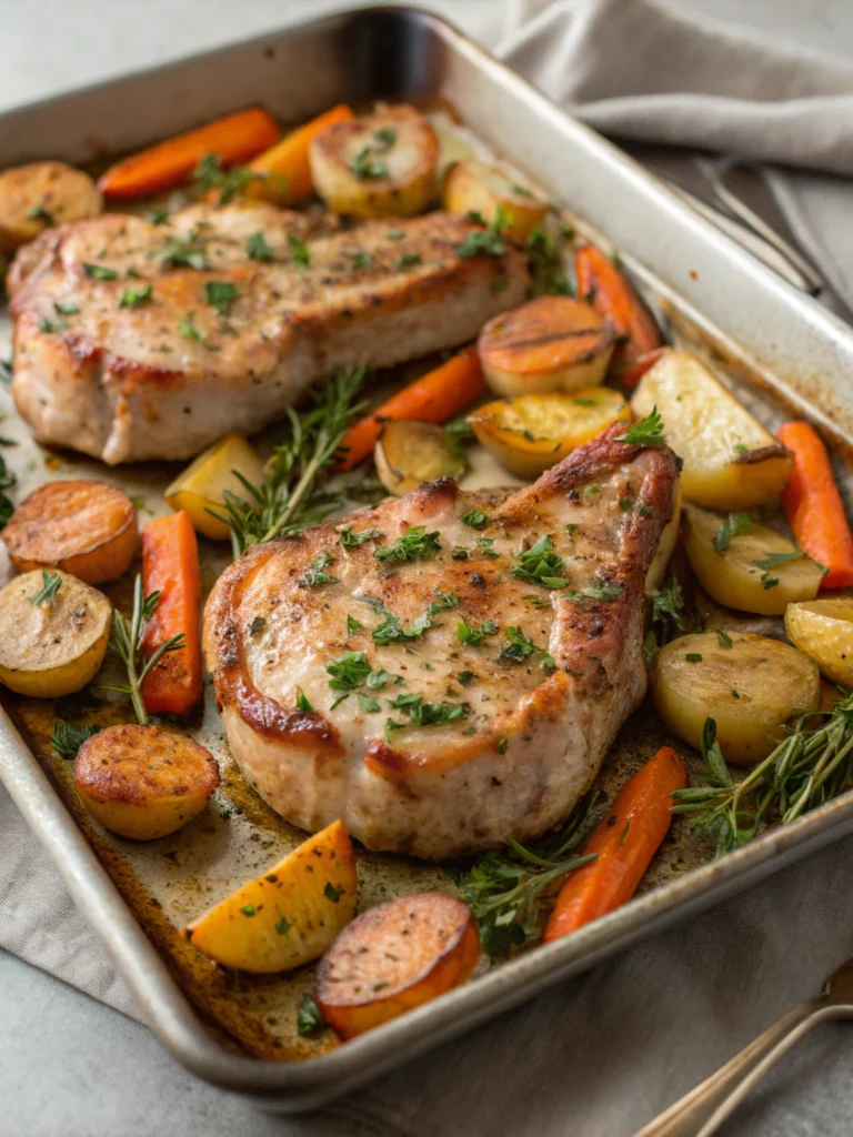 Easy 30-Minute Sheet Pan Indian Pork Chops Dinner