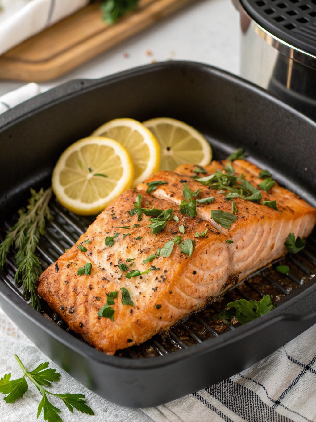 Easy Air Fryer Salmon with Honey Garlic Glaze