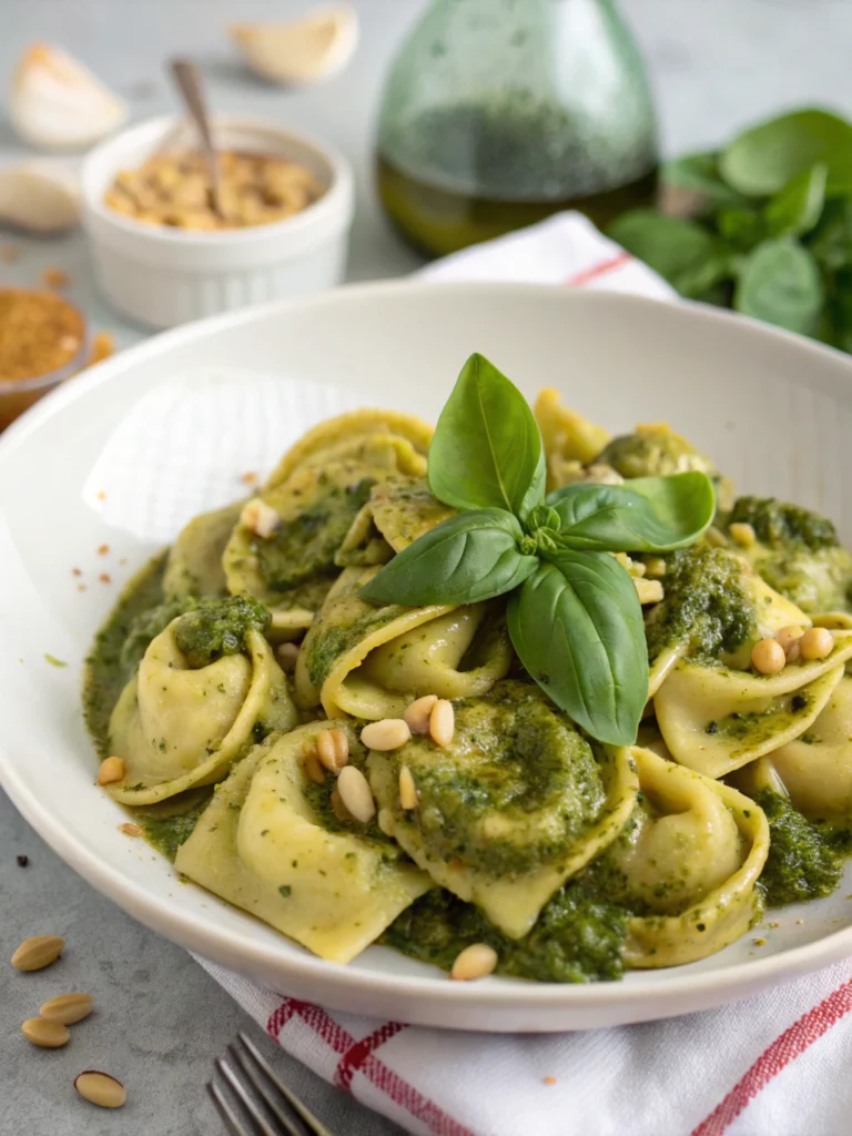 Easy Pesto Tortellini with Roasted Vegetables