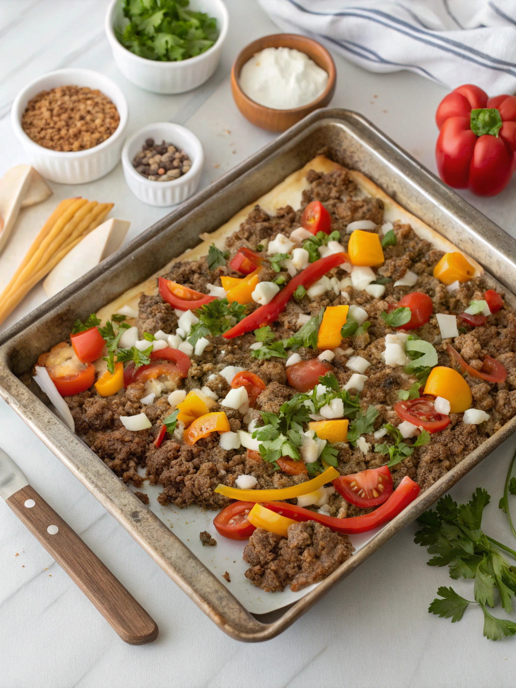 Easy Sheet Pan Ground Beef & Cauliflower (25 Min!)