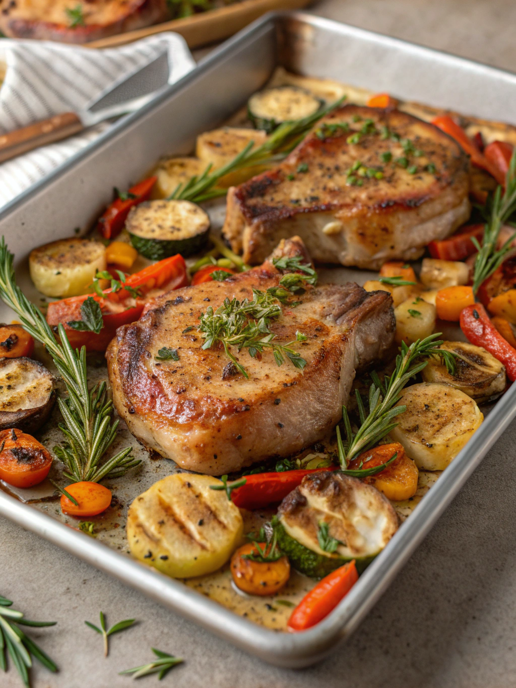 Easy Sheet Pan Pork Chops and Green Beans Recipe