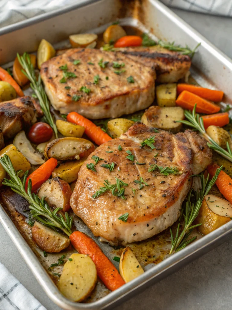 Easy Sheet Pan Pork Chops and Peppers (25 Minutes!)