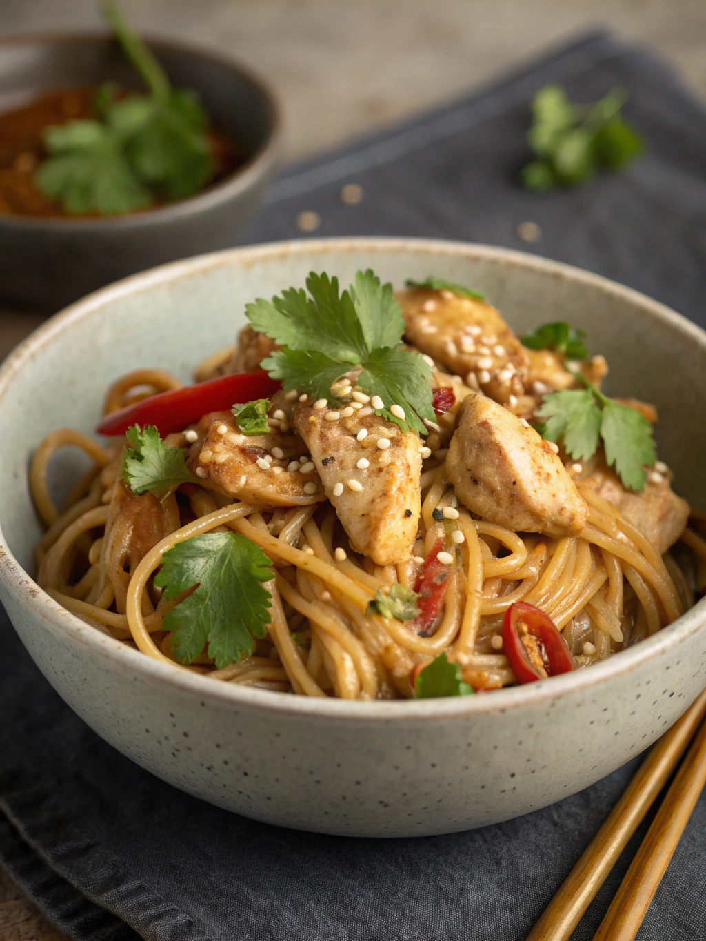Easy Thai Peanut Chicken Noodles in 20 Minutes