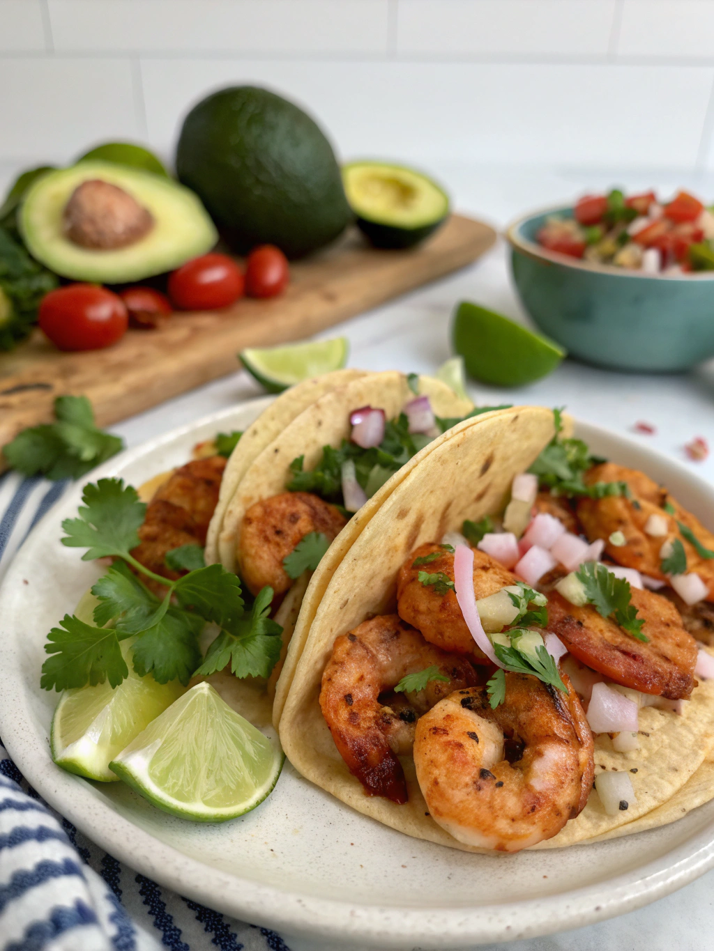 Quick Spicy Shrimp Tacos with Cilantro Lime Slaw