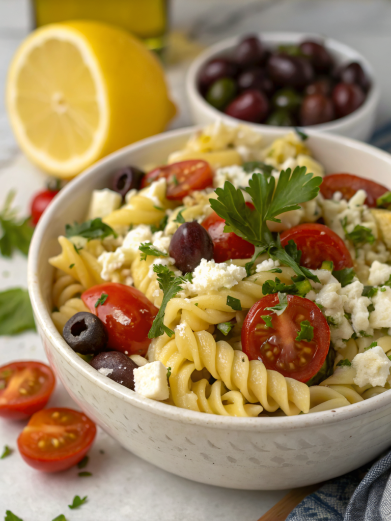 Cold Lemon Feta Pasta Salad (20-Minute Summer Recipe)