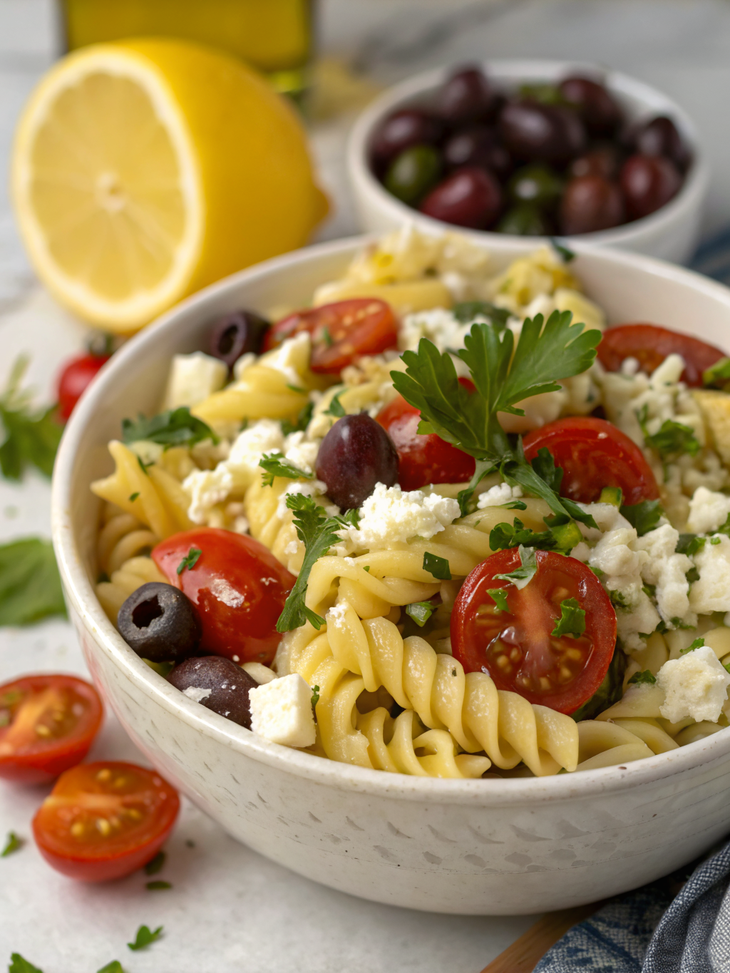 Cold Lemon Feta Pasta Salad (20-Minute Summer Recipe)