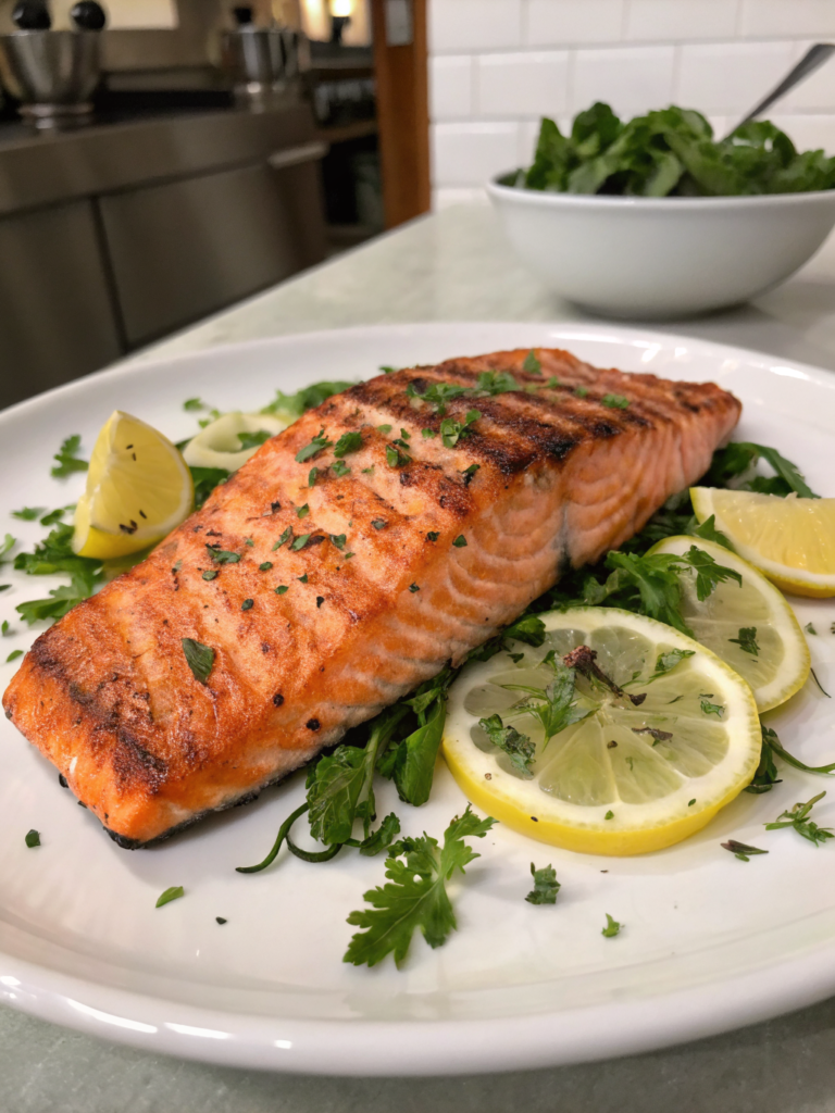 Quick Grilled Salmon with Lemon Garlic Butter