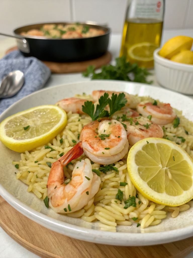 Easy 25-Minute Lemon Garlic Shrimp Orzo