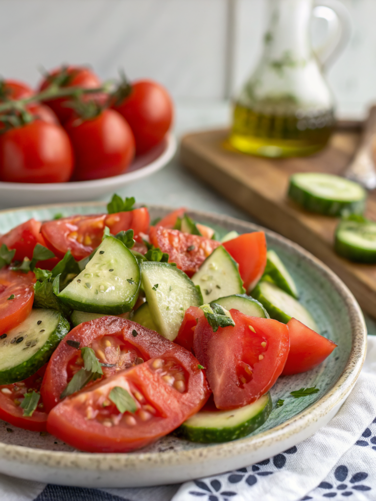 Fresh Tomato Cucumber Salad (Ready in 5 Minutes!)