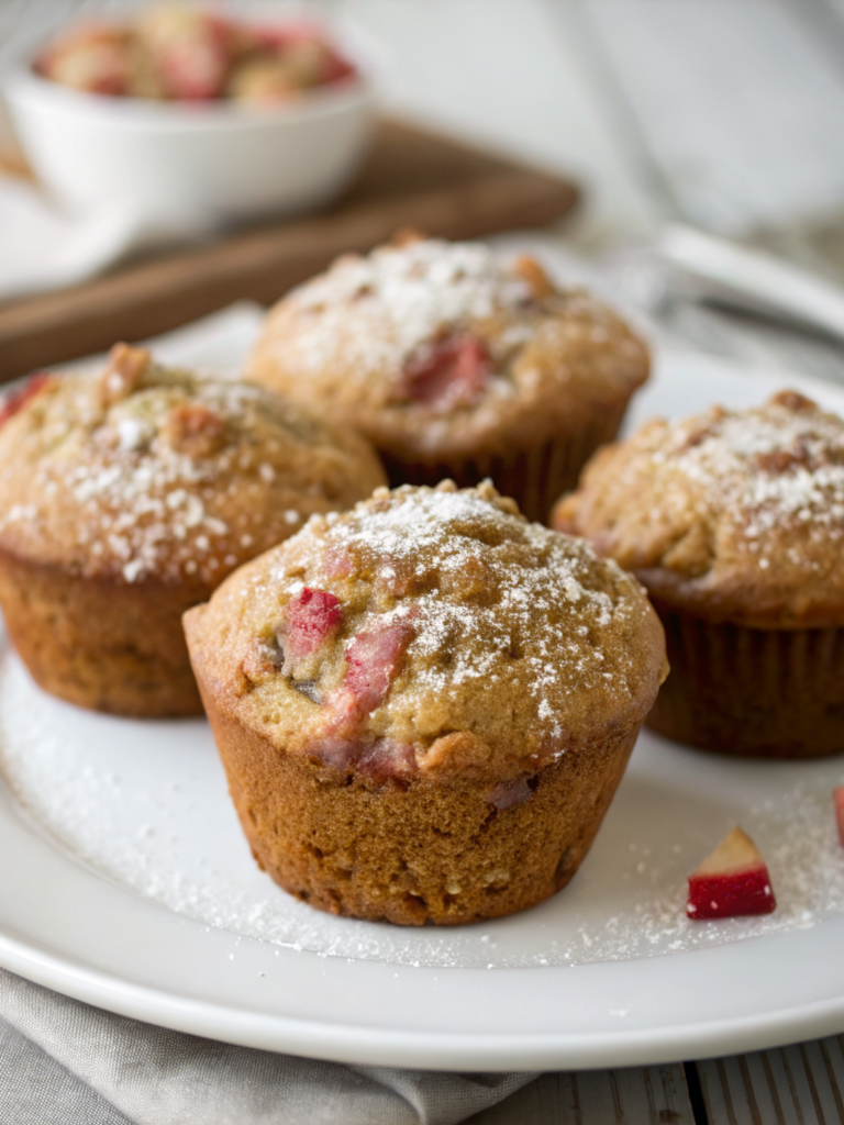 Healthy Whole Wheat Rhubarb Muffins (Low Sugar!)