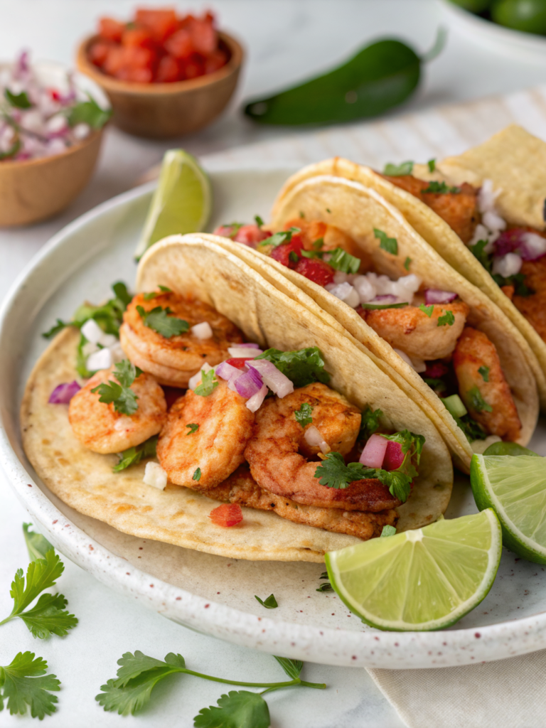 Easy 15-Minute Shrimp Tacos With Spicy Sriracha Slaw
